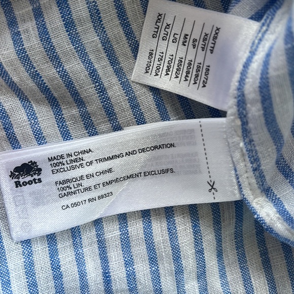 Roots linen striped peasant top NWOT - Picture 8 of 9